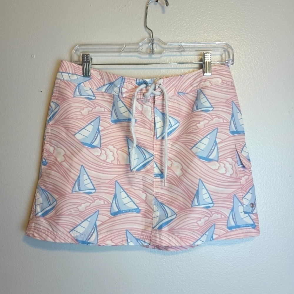 Vineyard Vines Cargo Pocket Mini Skirt Shep & Ian Size 2 Pink with Sailboats